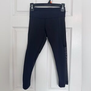 Lululemon Wunder Under Black Capri Leggings with Mesh Detail